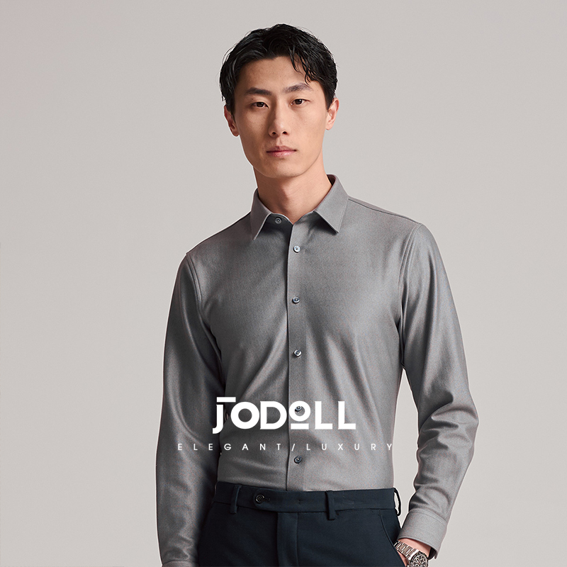 磨毛长袖衬衫JODOLL保暖翻领休闲