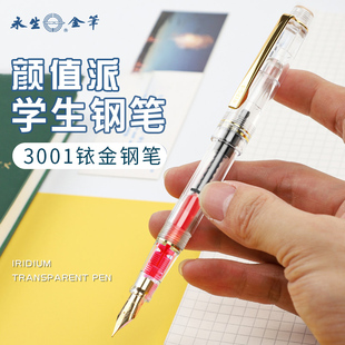 永生3001A透明示范钢笔美工笔尖学生书法练字可替换墨囊