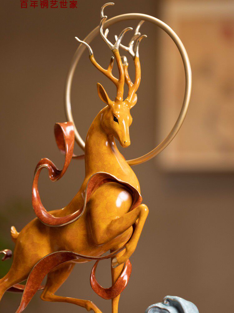 守藏·朱炳仁铜 鹿王天尊 客厅中式艺术品铜雕鹿国艺釉彩收藏证书