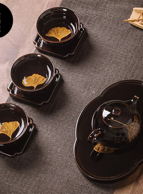 守藏|押窑 非白造物 银杏木叶天目盏 摘借佛光一叶 赠君安康百年