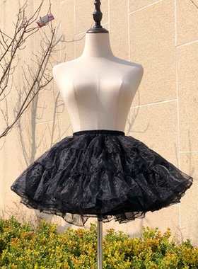 黑色暴力裙撑40cm短款无骨软纱撑lolita洛丽塔半身裙日常女装COS