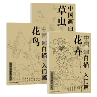 赠绘画工具】中国画白描入门篇全3册花卉+花鸟+草虫 国画临摹画册正版 吴樵六著零基础国画临摹本画谱底稿工笔画 花鸟入门描摹速写