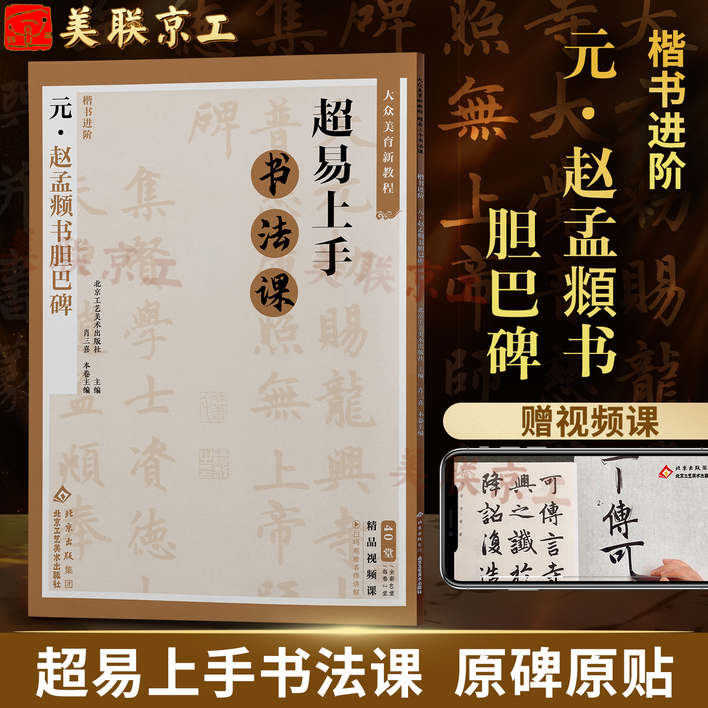 官方正版 元赵孟頫书胆巴碑 楷书进阶 赠视频 超易上手书法课 大众美育新教程工艺美术出版毛笔成人学生临摹赵孟俯楷书临摹字帖