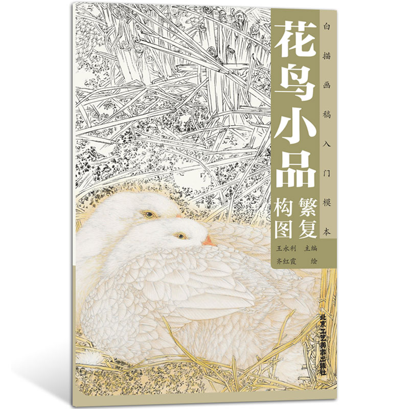 正版花鸟小品繁复构图白描画稿入门模本技法书籍齐红霞绘艺术与摄影中国画工笔简约中心构图北京工艺美术出版社书籍