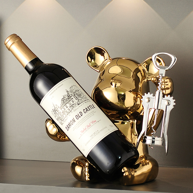 轻奢高档创意暴力熊红酒架摆件