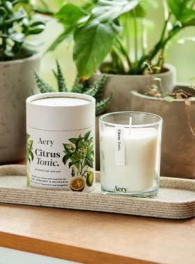 Aery英国玻璃杯植物系列香薰蜡烛家用室内香氛植物精油无烟大豆蜡
