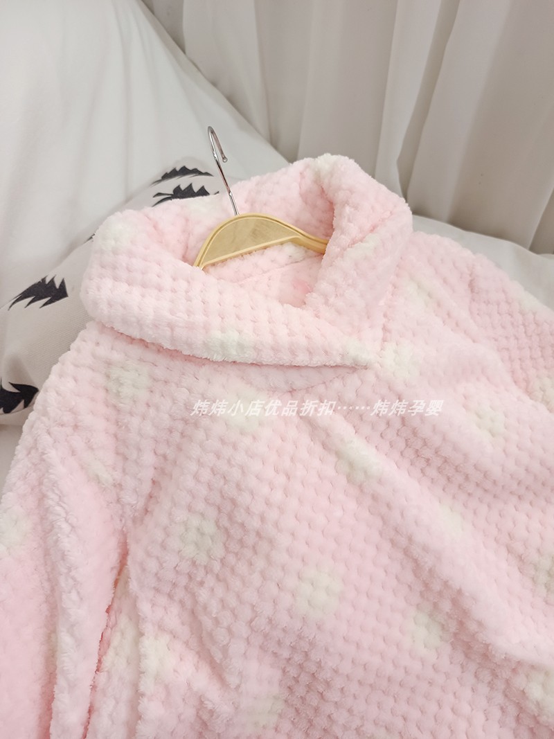 清仓日单秋冬珊瑚绒哺乳衣月子服怀孕中长款产后喂奶家居裙待产服