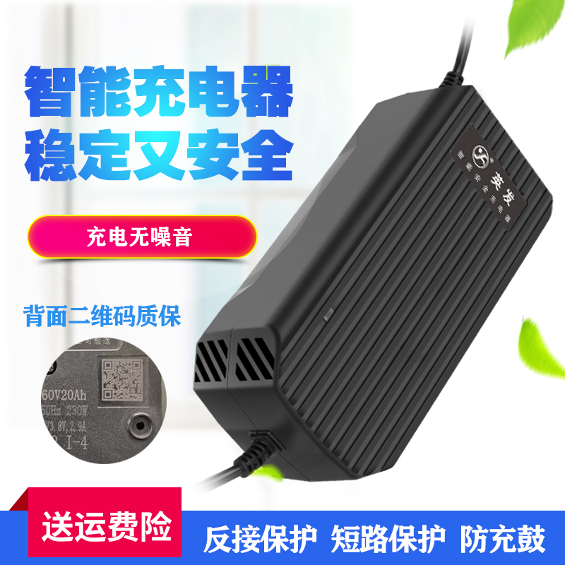 电动三轮车大功率电瓶充电器48V45ah52AH60V伏铅酸蓄电池原装通用
