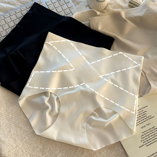 薄款透气冰丝纯色高腰内裤女