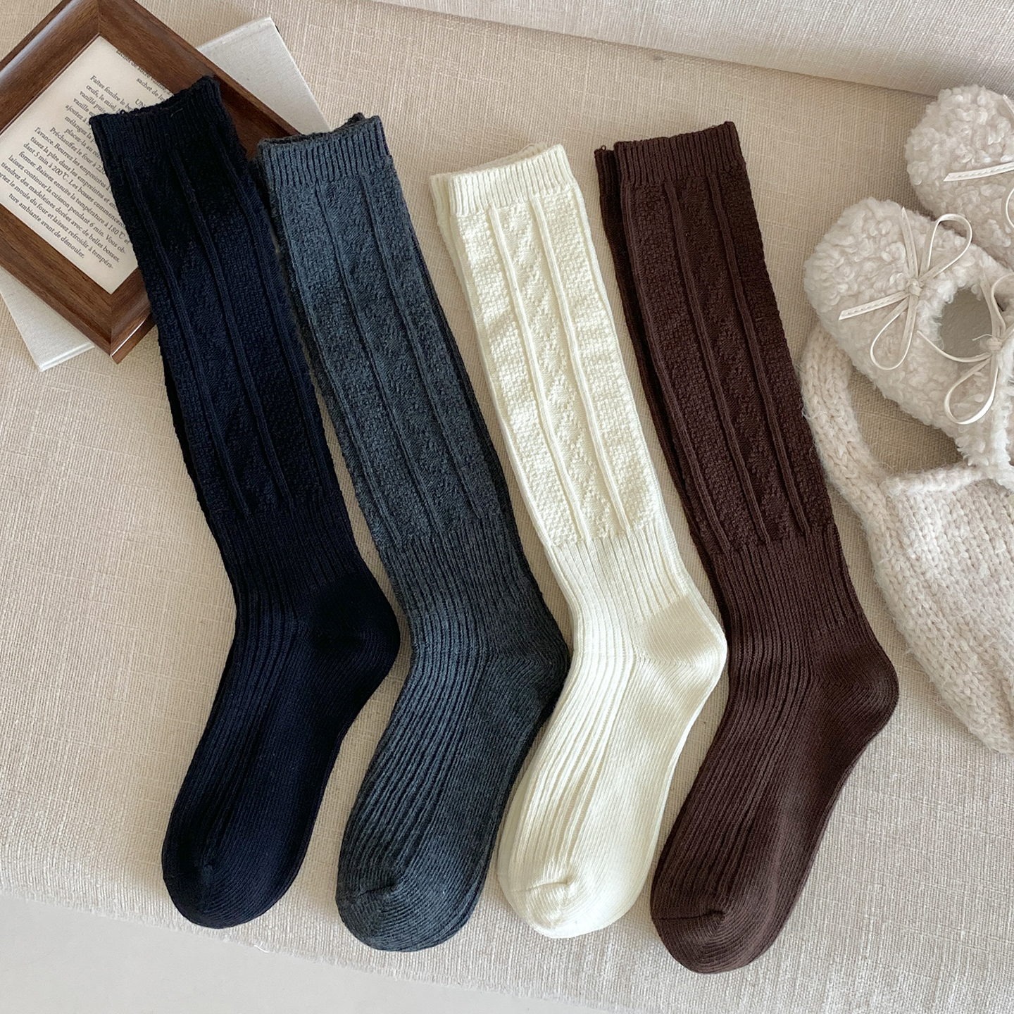 秋冬厚款小腿袜女长筒袜