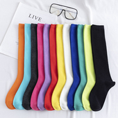 糖果色袜子女春秋季 jk小腿棉袜纯色及膝袜ins潮时尚 美腿中筒长袜