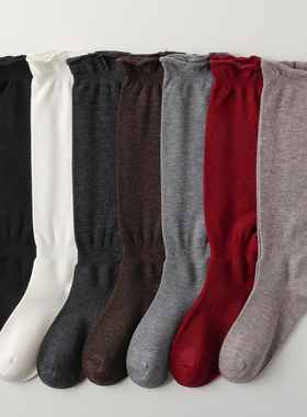 韩系白色卷边堆堆袜子女春秋薄款夏季芭蕾风无骨小腿袜配皮鞋长袜