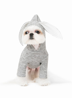 sniff宠物狗狗猫咪秋冬可爱兔耳兜帽针织打底法斗泰迪比熊卫衣服