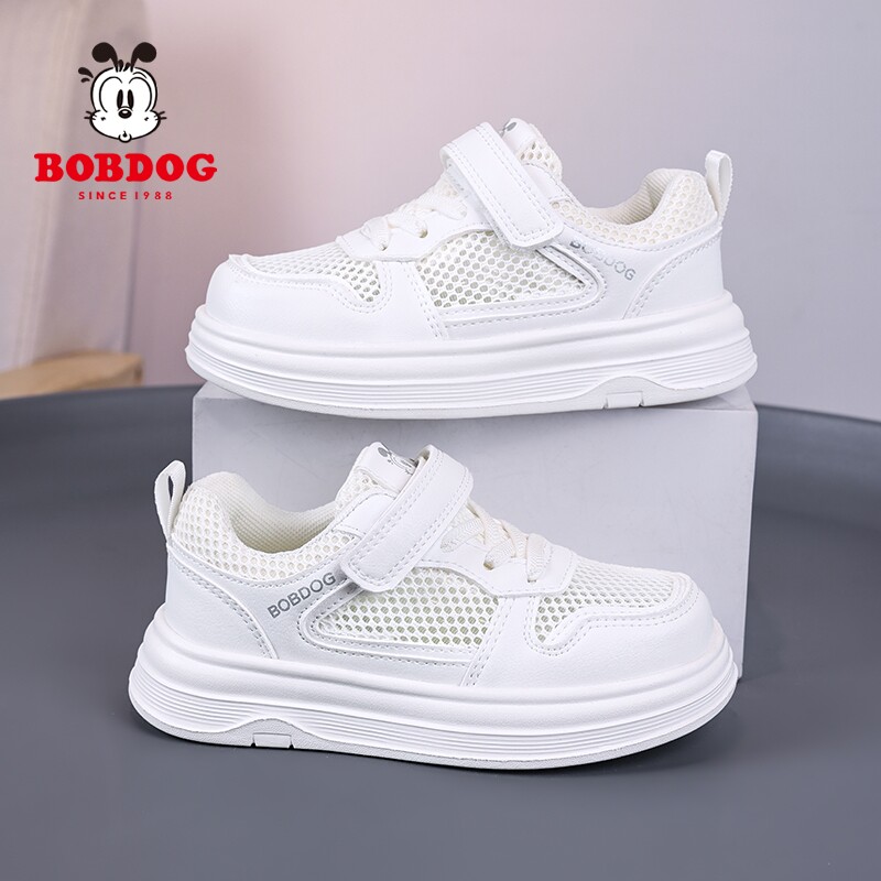 巴布豆男童鞋子2026夏季儿童运动鞋透气网面男孩休闲单网小白板鞋