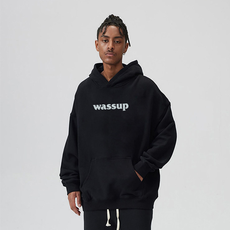 wassup美式重磅卫衣连帽男oversize高街男潮ins秋冬宽松外套加绒