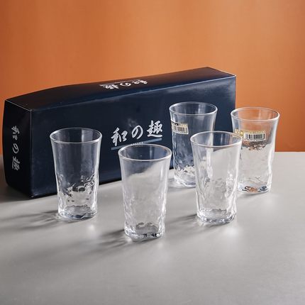 日本原装进口aderia冷茶杯5个装礼盒玻璃杯水杯简约非耐热玻璃