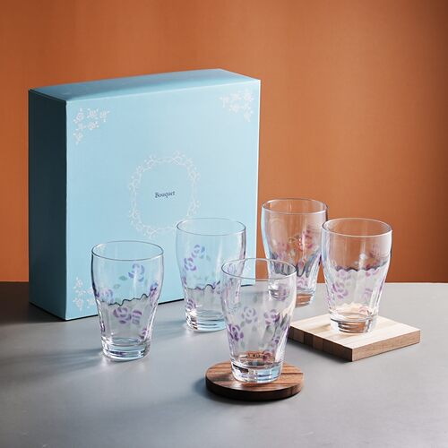 日本aderia花束玻璃水杯5个装