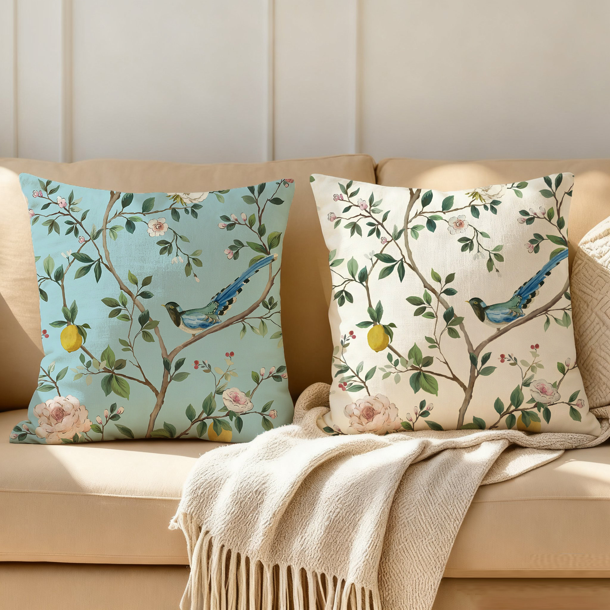 法式花鸟中古风沙发抱枕套床头装饰靠垫棉麻双面靠枕客厅腰枕午休,居家布艺,靠垫/抱枕,淘宝优惠券,粉丝福利购,淘宝优惠卷