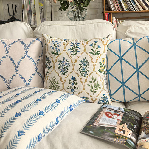 南法乡村清新棉麻双面装饰靠垫