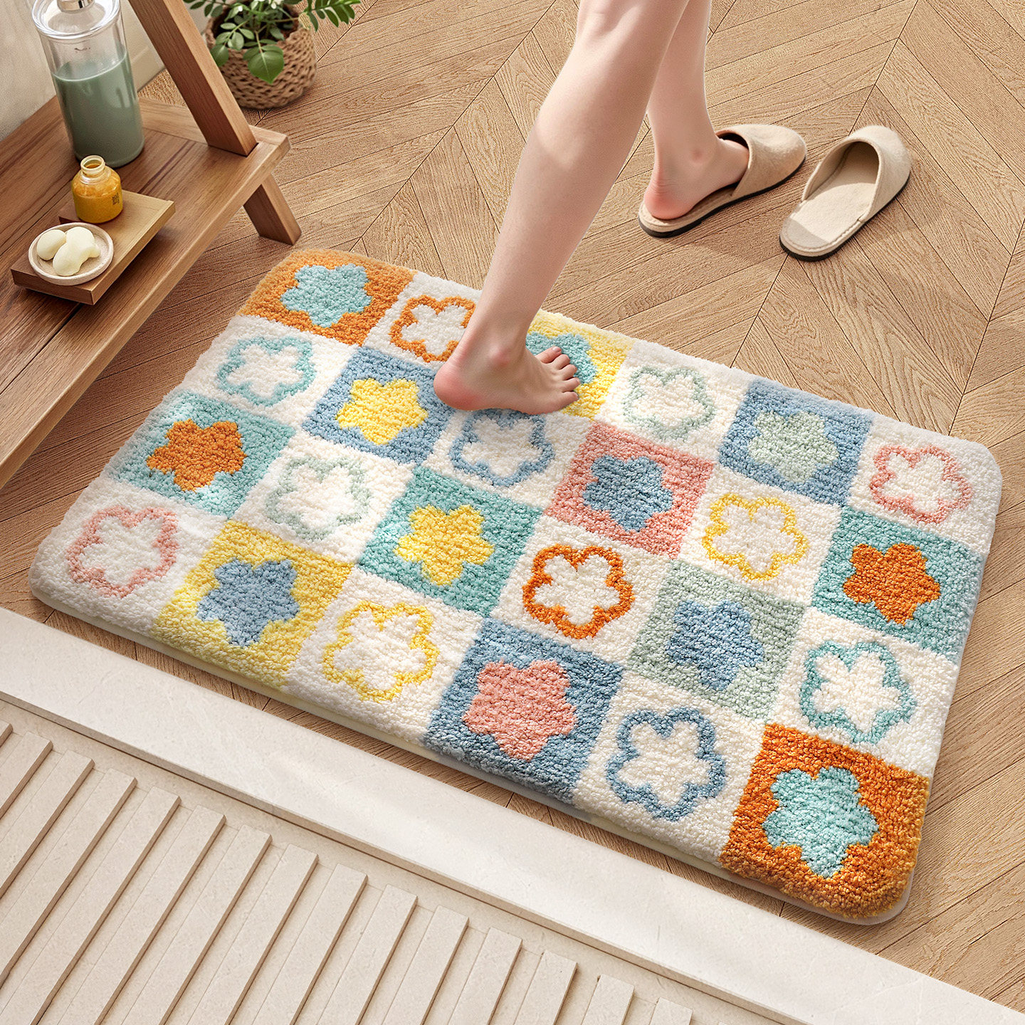 大江浴室强吸水地垫加厚植绒厕所地毯洗手间防滑小清新卫生间脚垫,家庭/个人清洁工具,地垫,淘宝优惠券,粉丝福利购,淘宝优惠卷