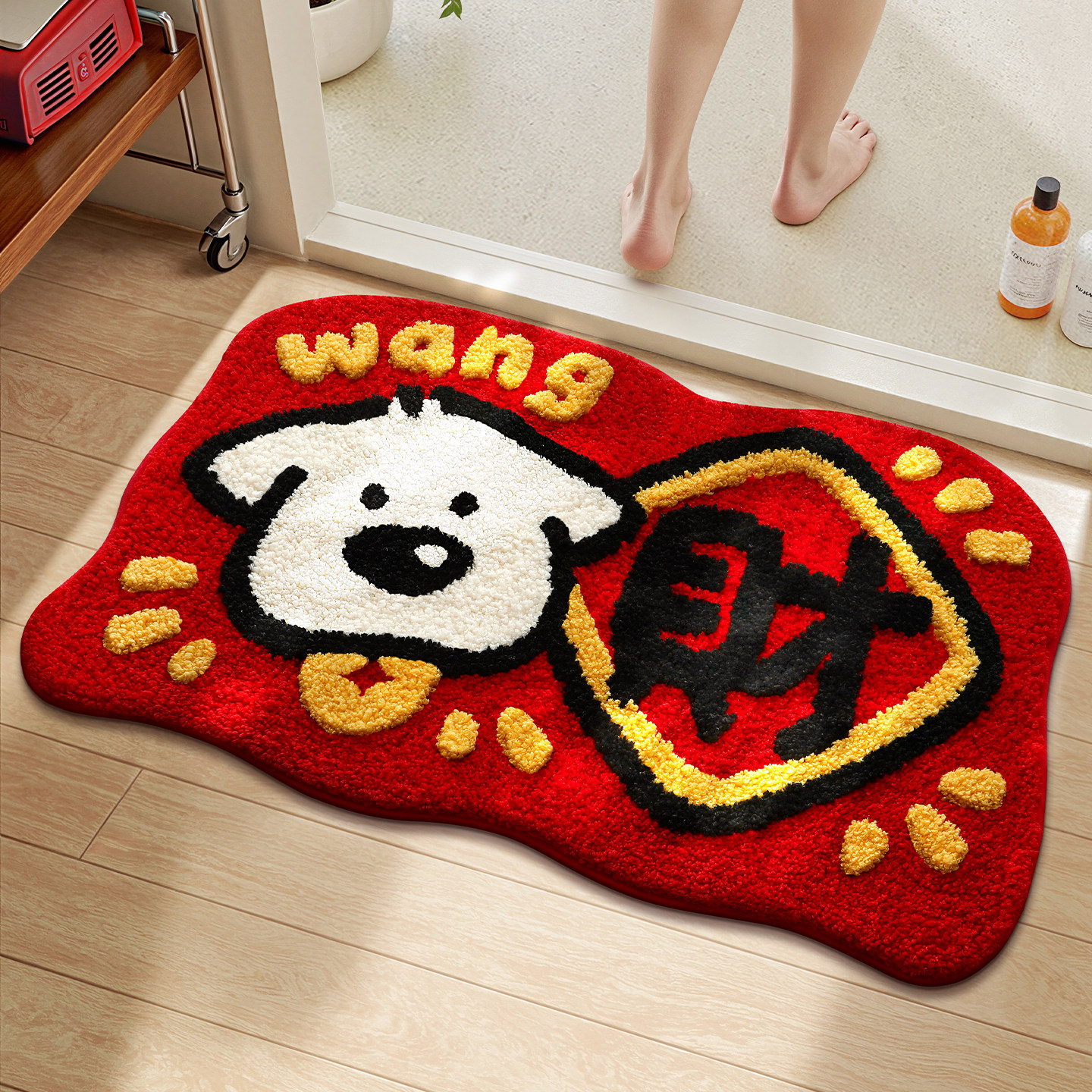 大江浴室专用吸水地垫新年红色喜庆脚垫植绒厕所防滑垫卫生间地毯,居家布艺,家用脚垫,淘宝优惠券,粉丝福利购,淘宝优惠卷