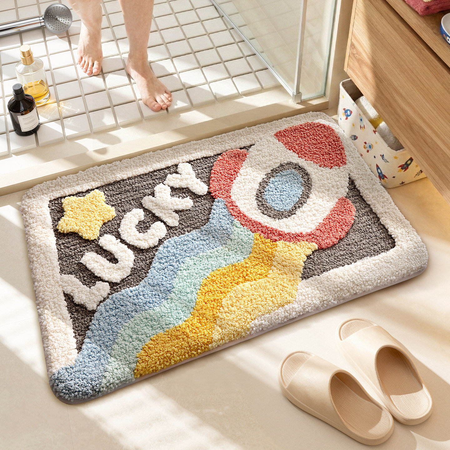 大江浴室地垫吸水卫生间门口防滑地毯卡通家用厕所洗手间加厚脚垫,家庭/个人清洁工具,地垫,淘宝优惠券,粉丝福利购,淘宝优惠卷