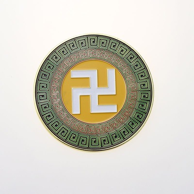 金属烤漆版万字符太极加厚五行室内补角摆件黄红绿白黑万