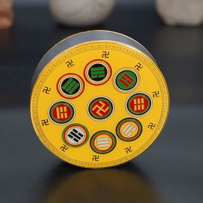 五龙黄色水转砂吉沙吉水六铭磁铁六名磁铁摆件9.8CM加厚磁铁