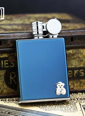 日本进口Marvelous玛乐思煤油打火机镀蓝钛925纯银贴章可爱小熊