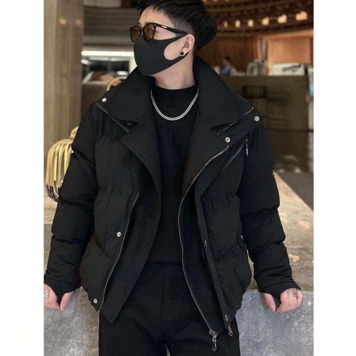 机车假两件棉服男女情侣装纯色冬季新款加厚上衣保暖面包服棉外套