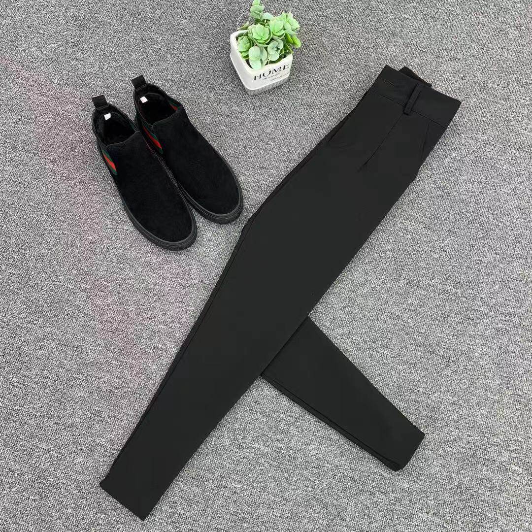 21夏季修身男士口袋小脚高腰休闲哈伦裤九分裤西裤子潮流紧身裤子
