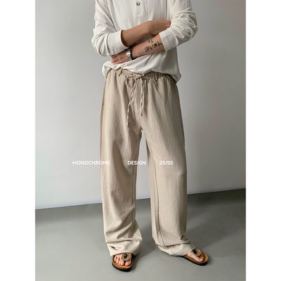 MONOCHROME老钱风亚麻休闲西裤