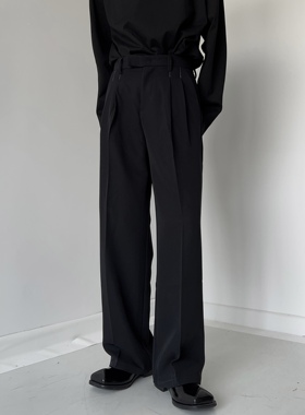 精致韩风宽松垂感西裤男复古百搭直筒阔腿显腿长显瘦长裤ins潮流