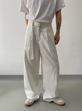 MONO极简松弛双口袋直筒牛仔裤高级设计感腰带西裤宽松显瘦休闲裤