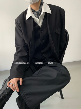 MONOCHROME 小众极简无领设计感假两件休闲西装韩版雅痞帅气外套