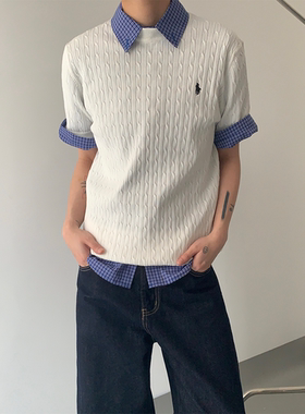 ADCE 知识分子小马标刺绣短袖男女韩版宽松慵懒氛围感正肩上衣