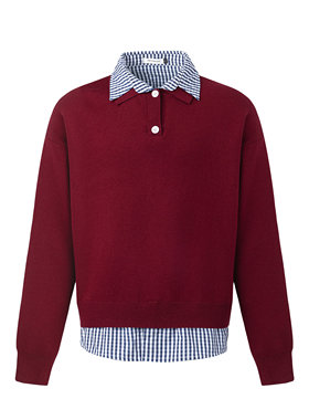 ADCE 复古老钱风vintage毛衣假两件衬衫慵懒风休闲针织衫毛衣男女