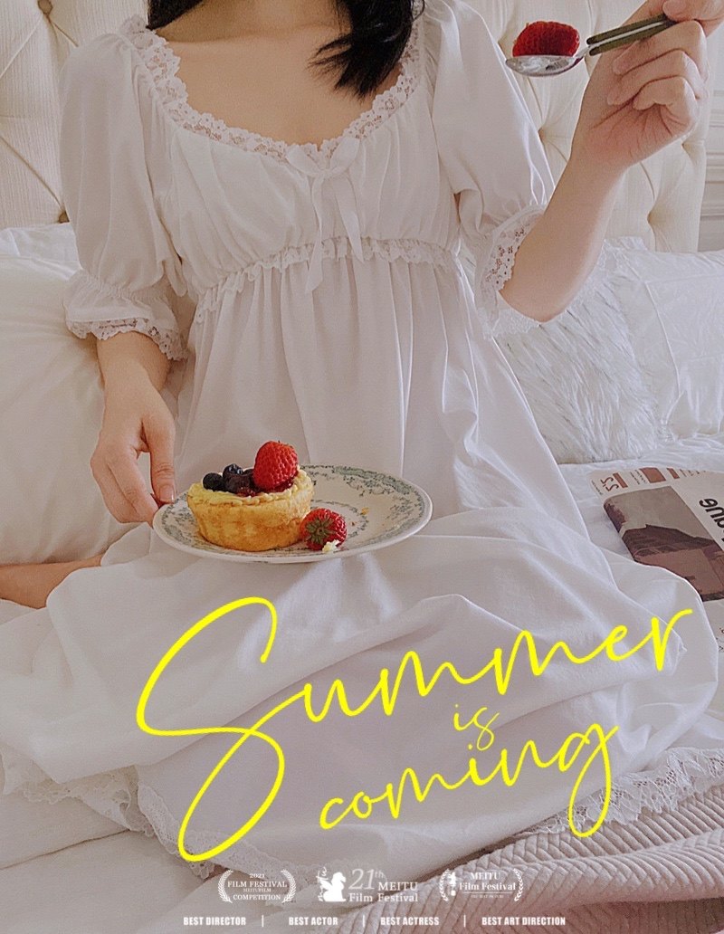 法式复古风带胸垫纯棉短袖睡衣