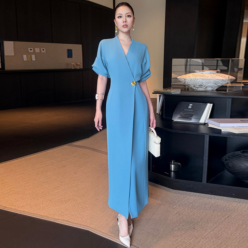 职业休闲气质修身短袖连衣裙女夏