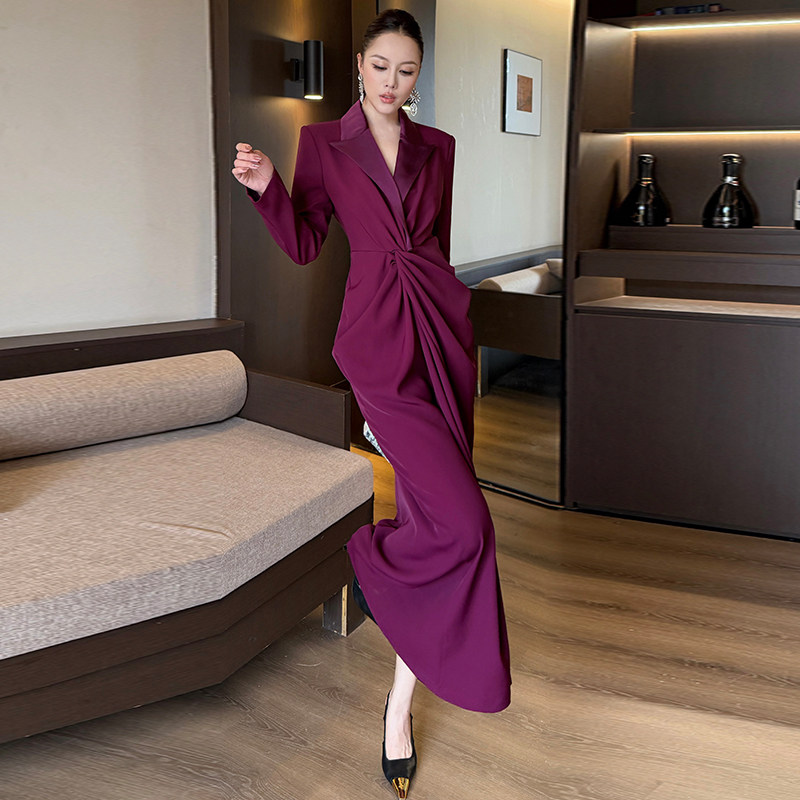 休闲气质显瘦收腰拼色连衣裙女秋