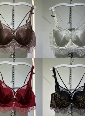 睫毛蕾丝小胸聚拢薄杯网纱内衣女士软钢圈B杯性感舒适文胸罩8598