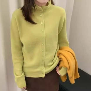 BADX正品韩范洋气立领单排扣羊毛针织开衫冬季时尚百搭软糯毛衣女