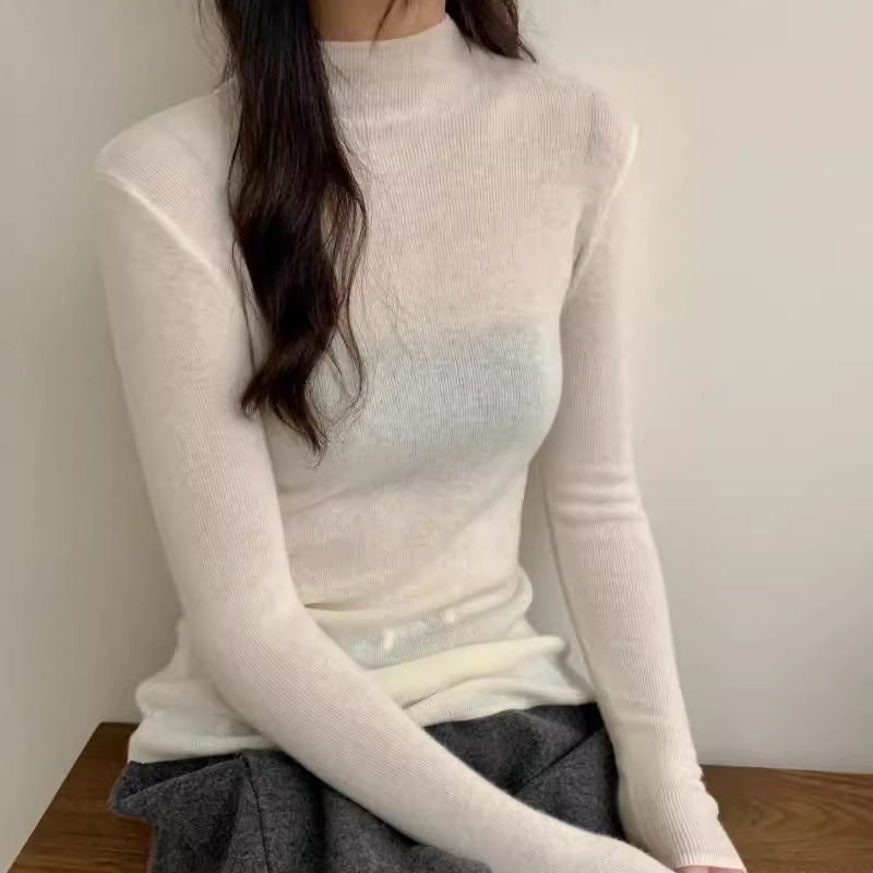 BADX正品纯色羊毛半高领打底衫女25冬季洋气显瘦百搭长袖针织上衣