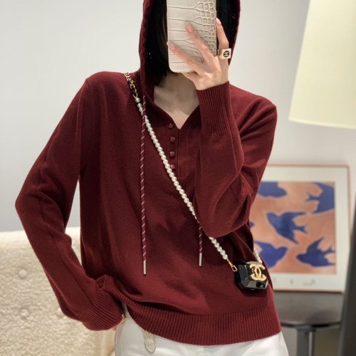 BADX正品设计感小众连帽羊毛针织衫女25秋季宽松显瘦百搭打底毛衣
