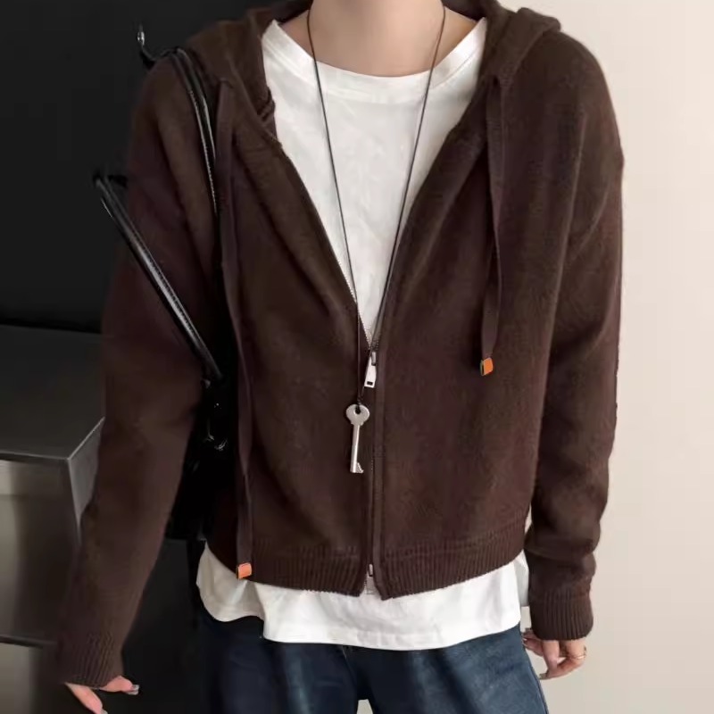 BADX正品连帽拉链软糯羊毛蜜熊绒针织开衫毛衣女秋冬时尚休闲帽衫