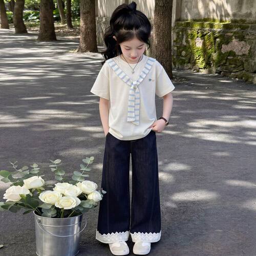 女童夏套装2026新款短袖t恤女大童夏季儿童小女孩独特漂亮套装夏T