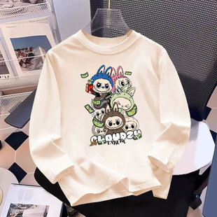 宽松衣服春秋洋气休闲秋上衣 纯棉拉布布儿童T恤女童上衣2025新款