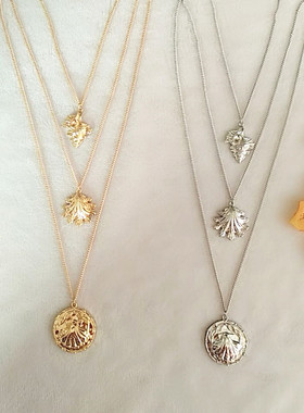 合金贝壳层次项链女脖子欧美颈链