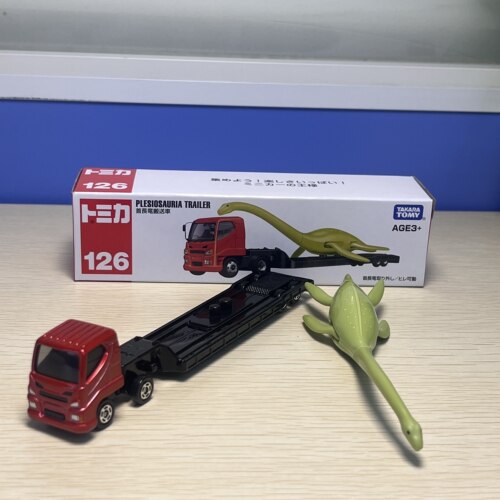 TOMY多美卡合金小汽车长款TOMICA126号长颈龙恐龙搬运车玩具模型