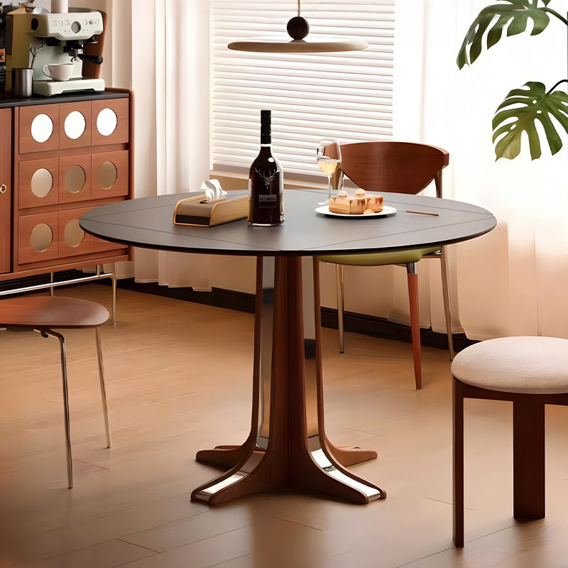 梵创 岩板折叠圆餐桌小户型可伸缩法式复古正方形实木餐桌椅组合,住宅家具,岩板餐桌,淘宝优惠券,粉丝福利购,淘宝优惠卷
